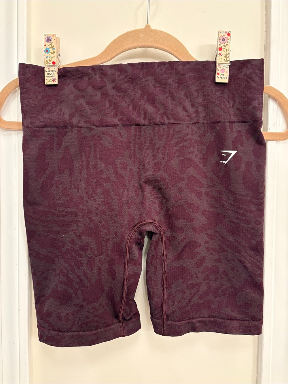 EUC Gymshark Maroon Animal-Print Bike Shorts